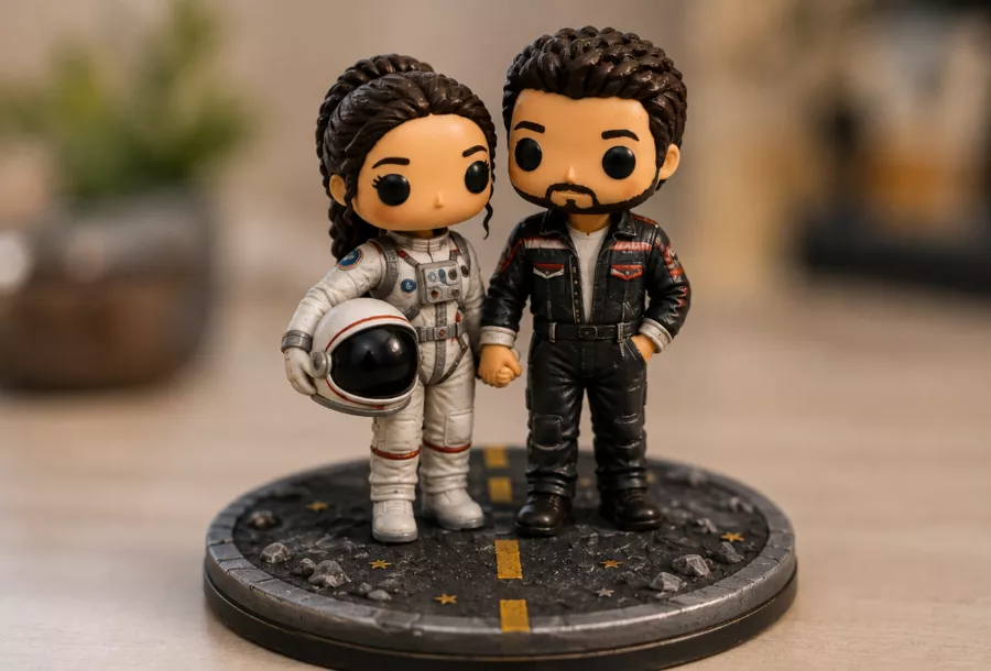 Couple d’astronautes personnalisé en figurines 3D
