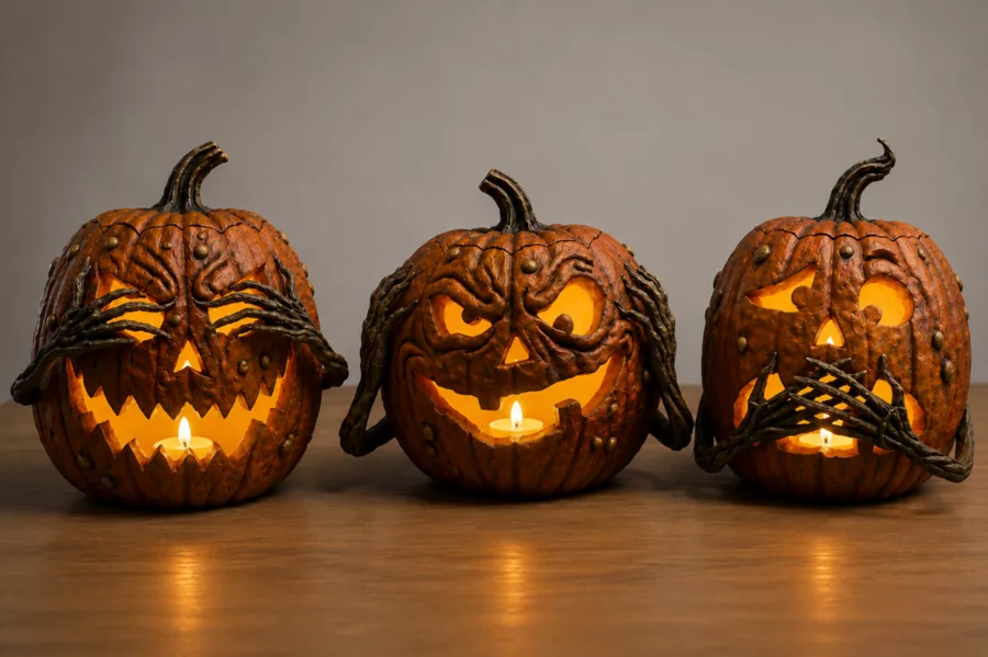 Trio de citrouilles de la sagesse pour Halloween